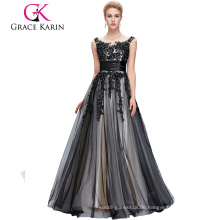 Grace Karin 2016 Neues elegantes ärmelloses weiches Tulle-dunkelgraues Ballkleid spätestes freies Abschlussball-Kleid GK000061-1